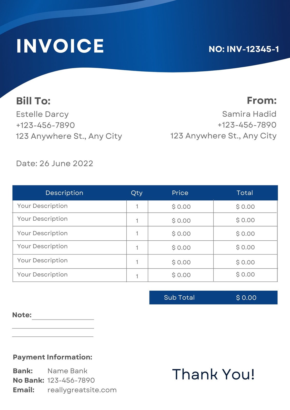 Modern digital invoice template representing contemporary tools